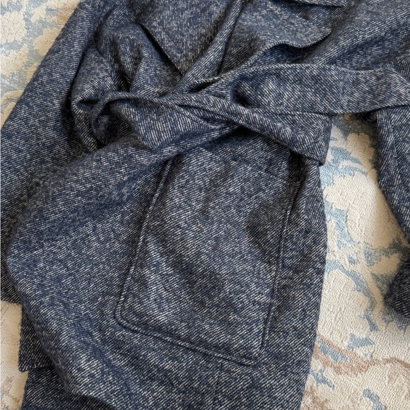 7 for all mankind Women Blue Belted Jacket Wool Blend size S - Picture 6 of 10